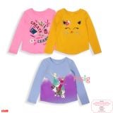  [8-44kg] Set 3 Áo Thun Tay Dài JB Bé Gái - Set màu ngẫu nhiên 