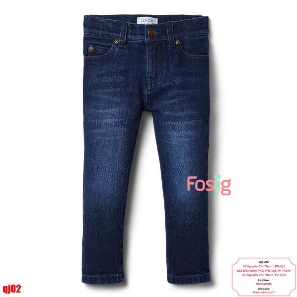  [8-10kg; 13-14kg] Quần Dài Jean Cài Cúc Bé Trai - Xanh Jean Đậm 