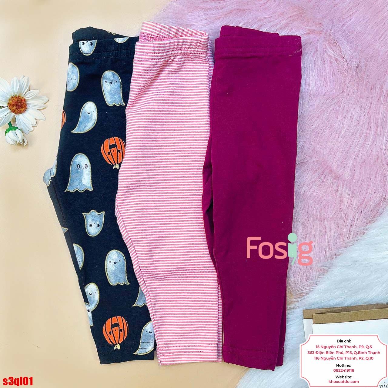  [6-18kg 24-33kg] Set 3 Quần Dài Legging Cter Bé Gái Mix Nhiều Màu - Combo Màu Ngẫu Nhiên 