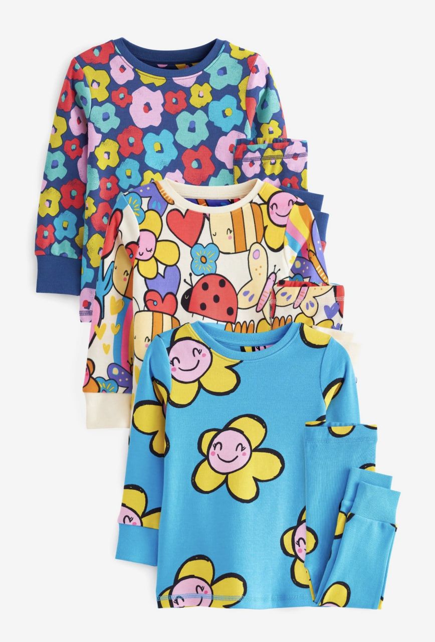  [13-14kg; 17-32kg] Set Đồ Bộ Dài Bé Gái Nxt - Xanh Hoa Màu 