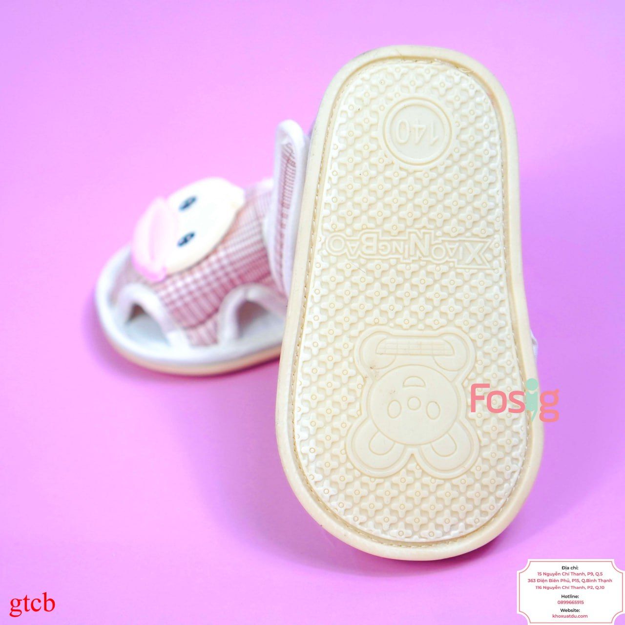  [11.5cm>] Giày Tập Đi Đế Cao Su Chống Trượt Cho Bé - Hồng Caro Vịt 