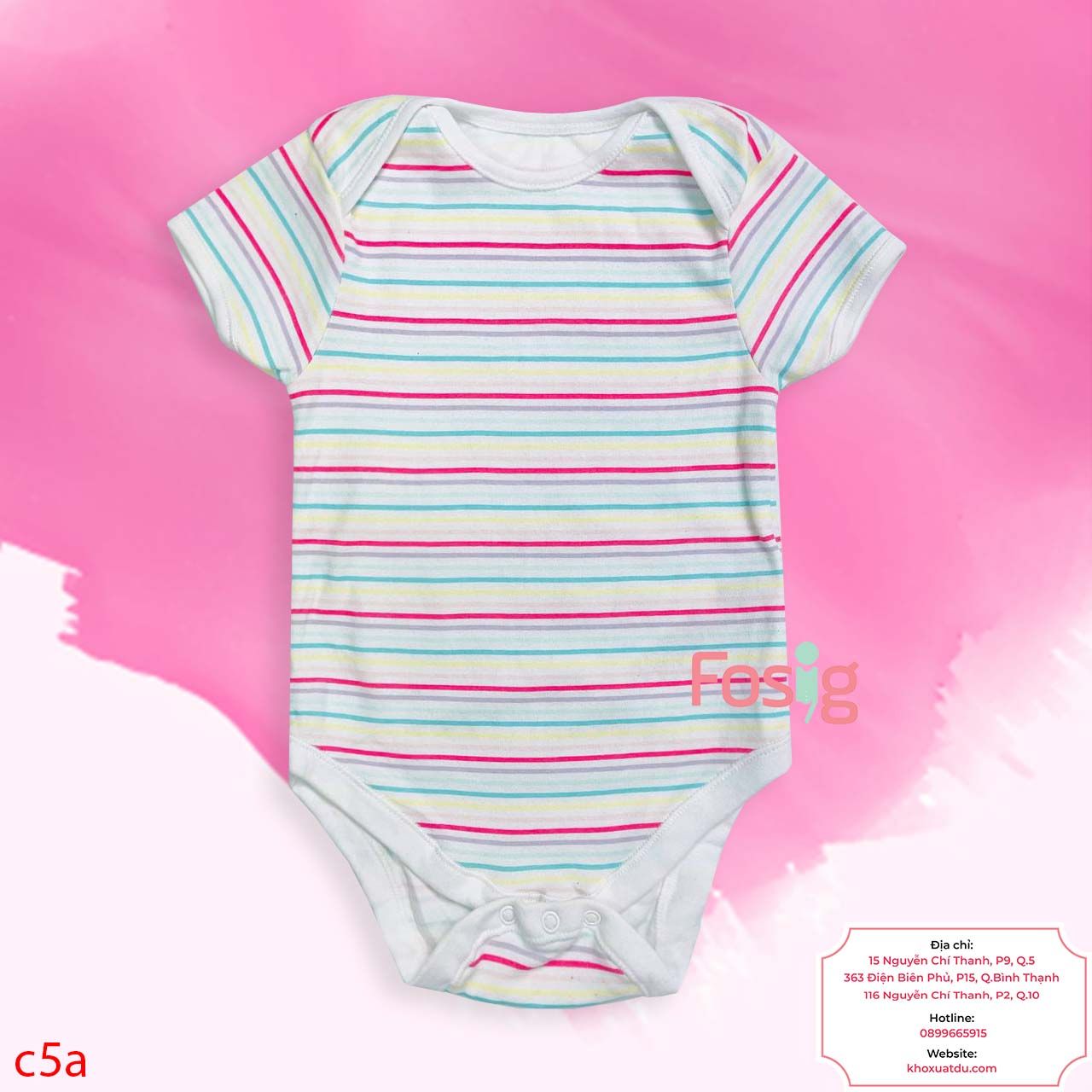  [0-3m ; 12-24m] Bodysuit Tay Ngắn Bé Trai - Sọc Đỏ Vàng Xanh 