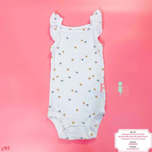  [6-12m] Bodysuit Cánh Tiên Bé Gái Cter50 - Trắng Ốc Sên 