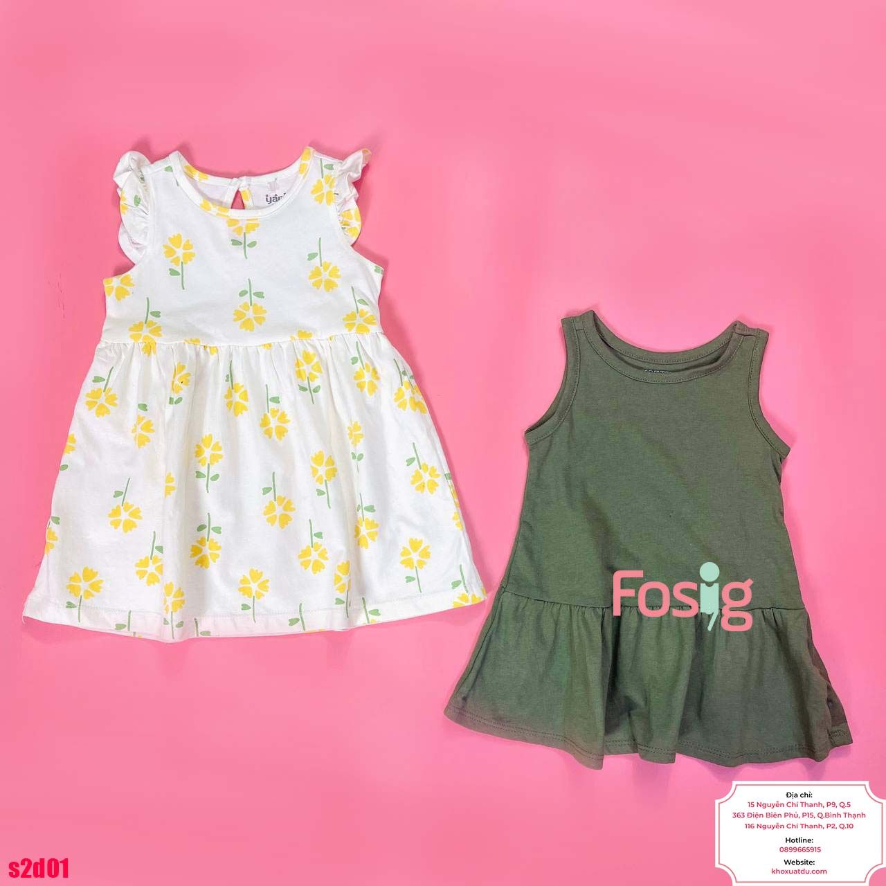  [4-8kg 17-19kg] Set 2 Đầm Thun Cotton Tay Ngắn Bé Gái - Combo màu ngẫu nhiên 