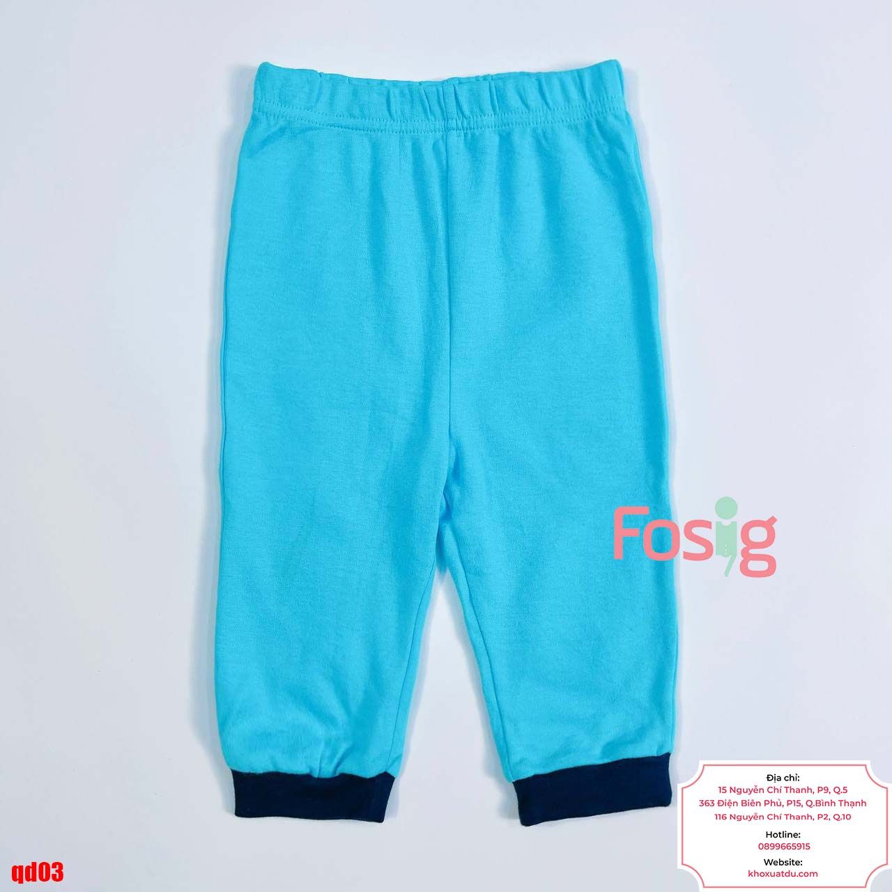  [9-10kg] Quần Dài Jogger Bé Trai Geo - Xanh Dương Trơn 