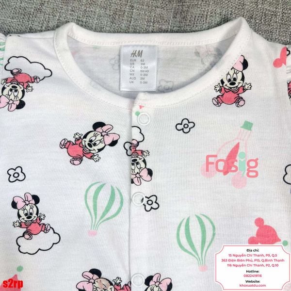  [5-16kg] Set 2 Romper Body Đùi Cho Bé Gái HM - Trắng Hồng Minnie 