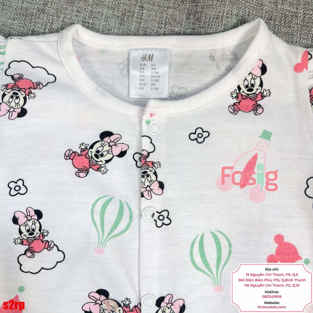  [13-16kg] Set 2 Romper Body Đùi Cho Bé Gái HM - Trắng Hồng Minnie 