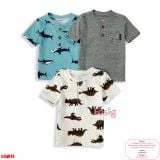  [6-11kg] Set 3 Áo Thun Tay Ngắn Cổ Trụ Cter Bé Trai - Combo màu ngẫu nhiên 