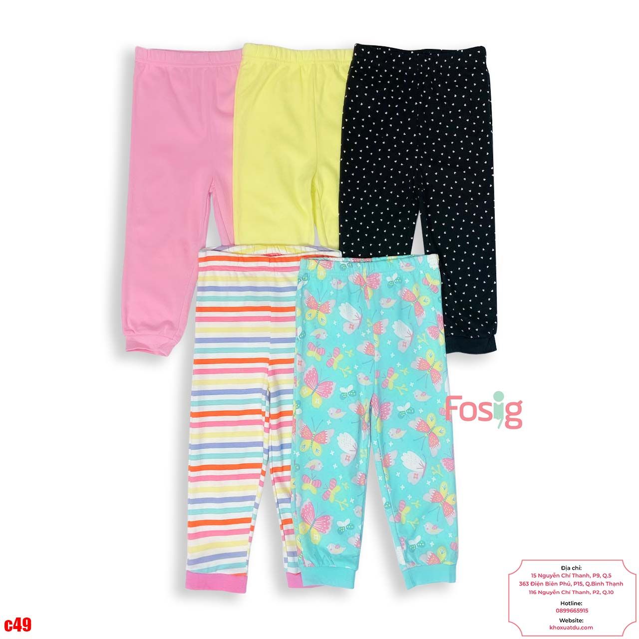  [0-6m; 18-24m] Set 5 Quần Dài Jogger Bé Gái Geo - Combo ngẫu nhiên 