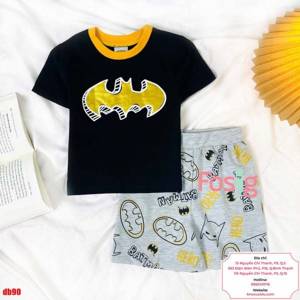  [8-17kg] Set Đồ Bộ Thun Ngắn Bé Trai - Đen Batman 