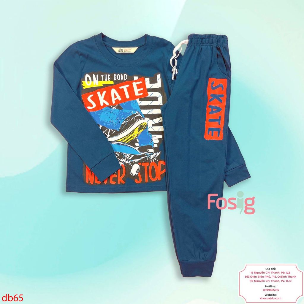  [53-60kg] Set Đồ Bộ Dài Bé Trai HM140 - Navy Skate 