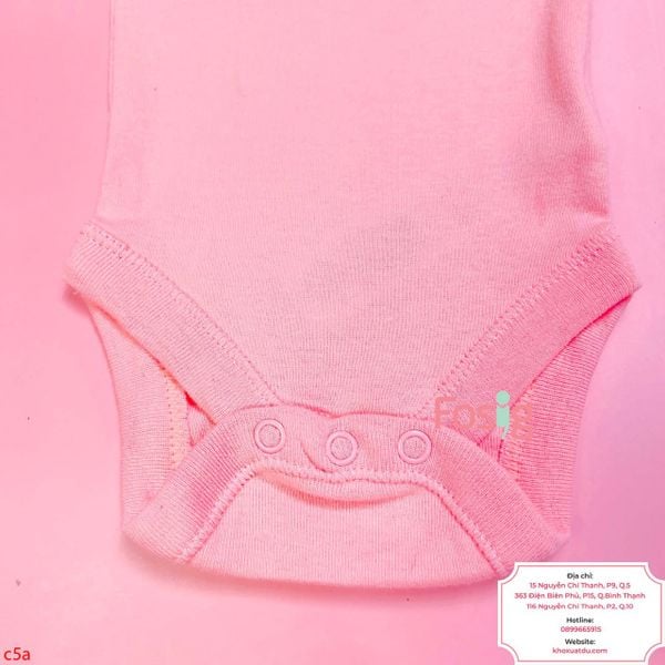 [0-3m, 18m-36m] Bodysuit Tay Ngắn Bé Gái - Hồng Nhạt Trơn 