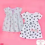  [4-8kg 17-19kg] Set 2 Đầm Thun Cotton Tay Ngắn Bé Gái - Combo màu ngẫu nhiên 