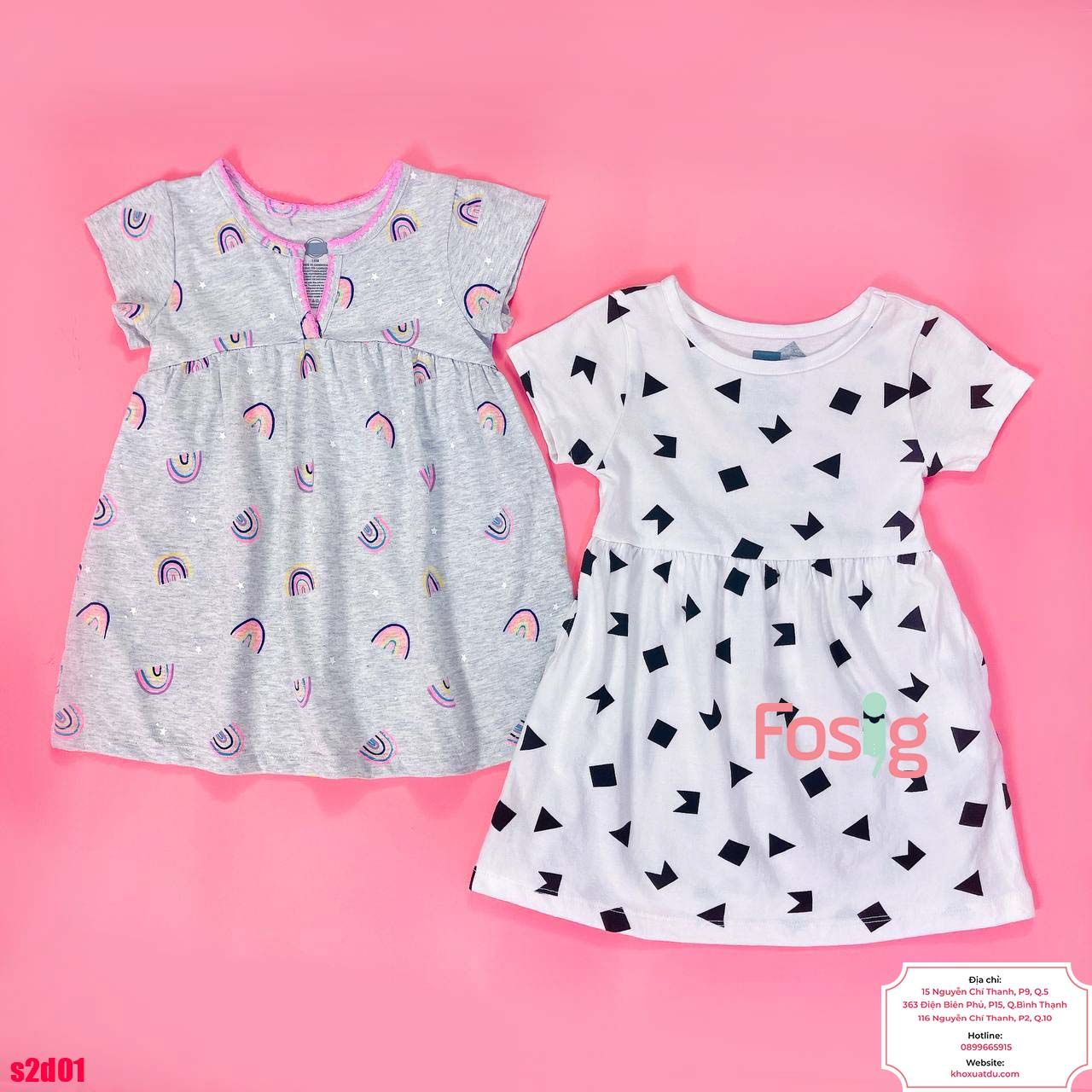  [4-8kg 17-19kg] Set 2 Đầm Thun Cotton Tay Ngắn Bé Gái - Combo màu ngẫu nhiên 