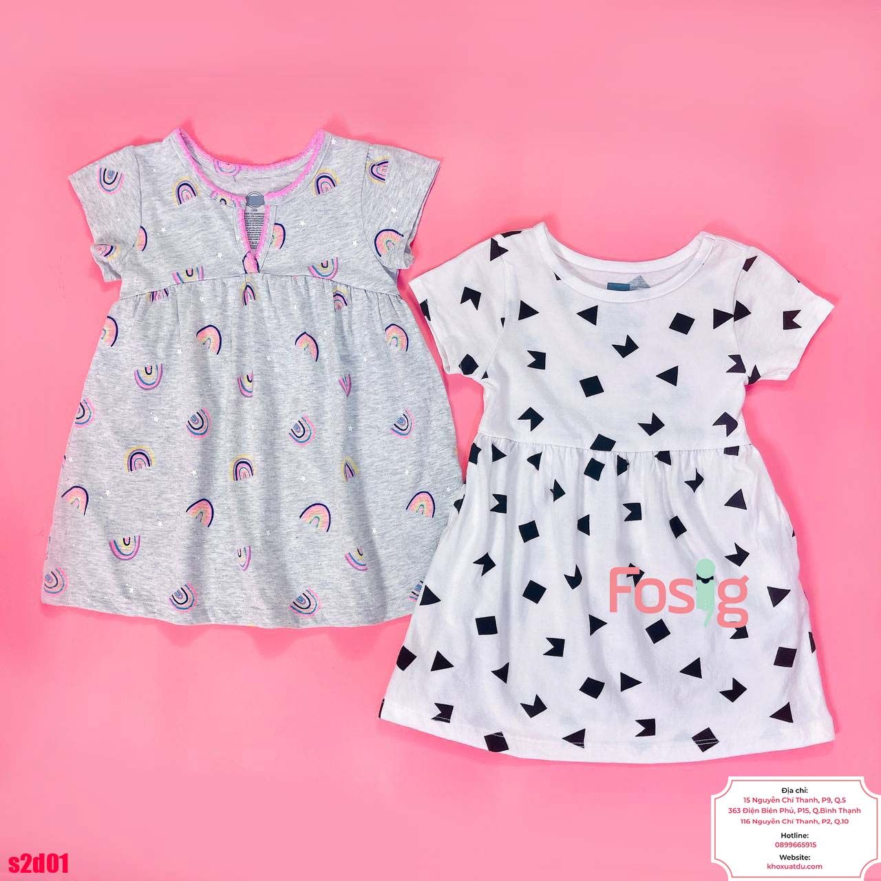  [4-7kg 10-11kg 12-13kg 17-19kg] Set 2 Đầm Thun Cotton Tay Ngắn Bé Gái - Combo màu ngẫu nhiên 