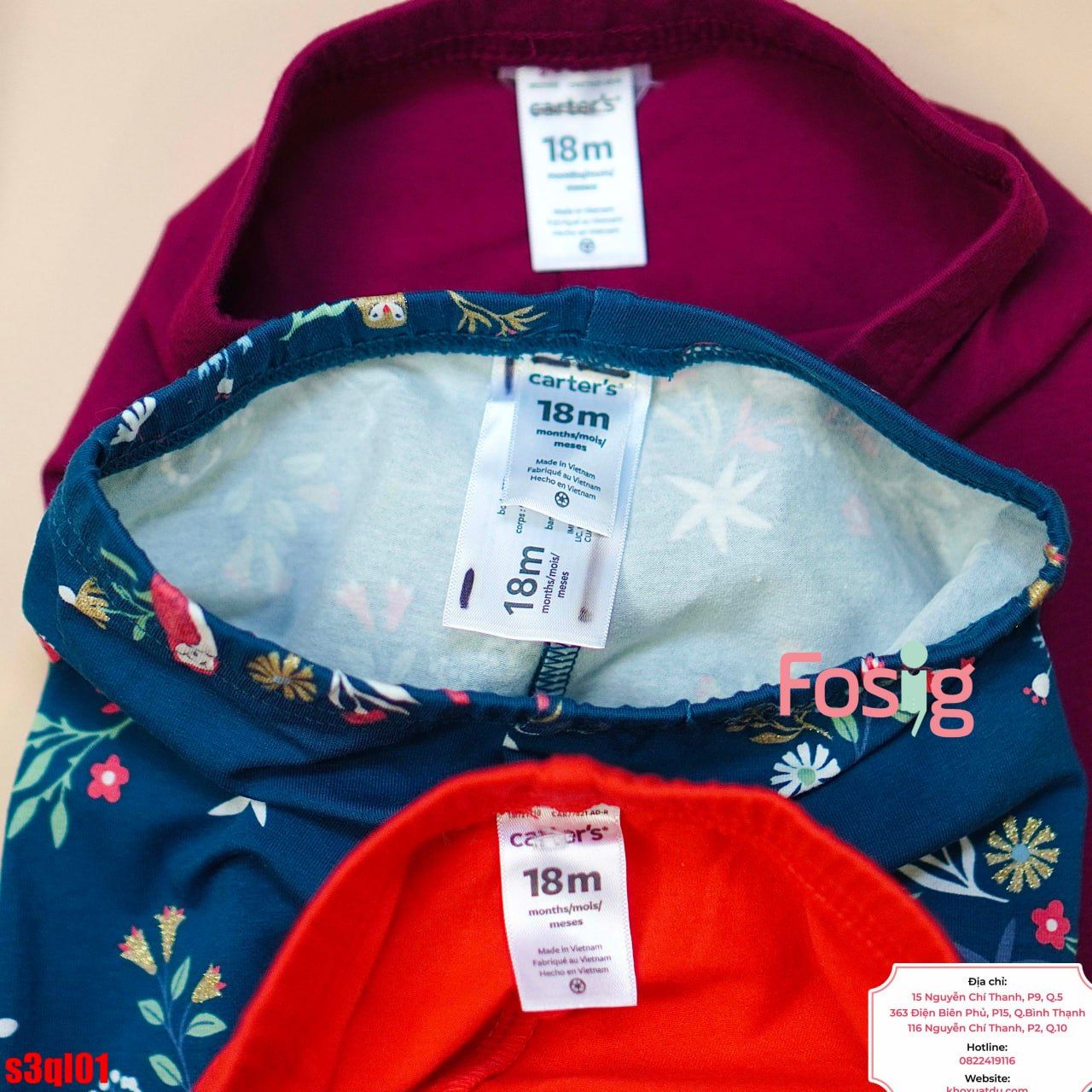  [6-18kg 24-33kg] Set 3 Quần Dài Legging Cter Bé Gái Mix Nhiều Màu - Combo Màu Ngẫu Nhiên 