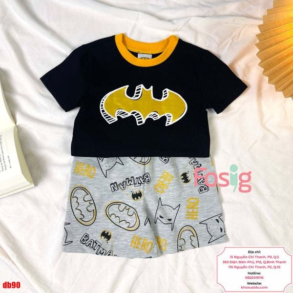  [8-17kg] Set Đồ Bộ Thun Ngắn Bé Trai - Đen Batman 