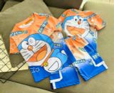  [7-17kg] Set Đồ Bộ Ngắn Thun Lạnh Bé Trai - Cam Doraemon 