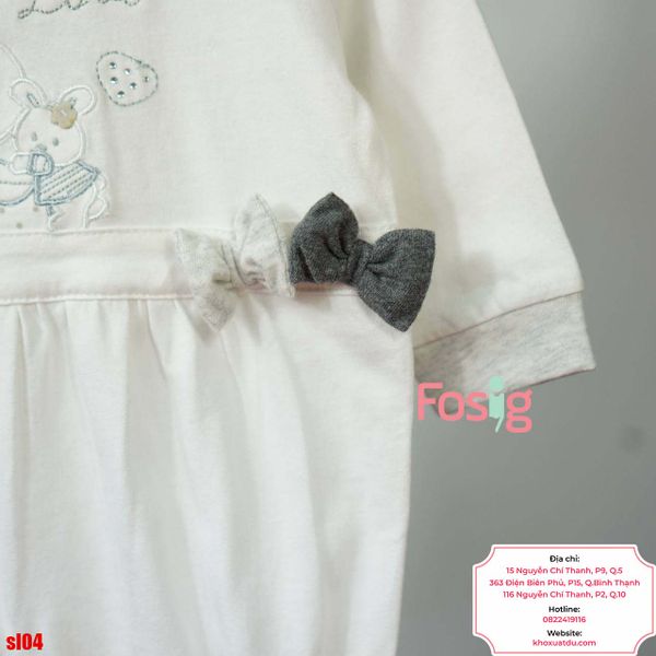  [3m] Sleepsuit Có Vớ Bé Gái - Trắng Thỏ Love 