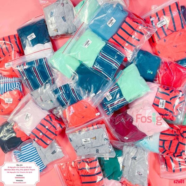  [5-34kg] Set 2 Áo Thun Tay Ngắn Polo Cổ Bẻ Cter Oskos Bé Trai - Combo màu ngẫu nhiên 