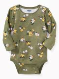  [0-6m] Bodysuit Tay Dài Bé Gái ON - Xanh Rêu Hoa Nhỏ 