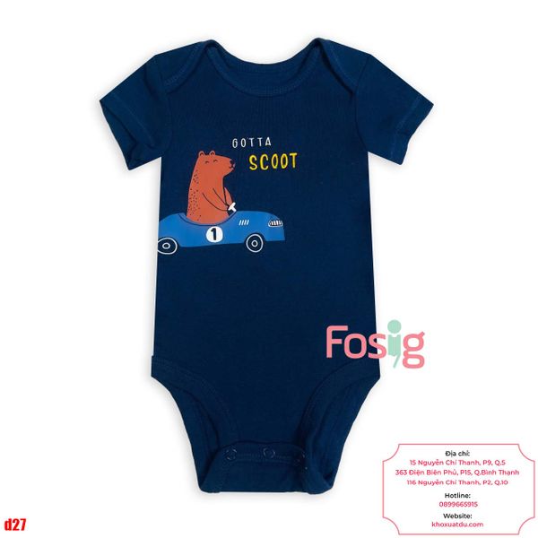  [0-6M] Bodysuit Tay Ngắn Bé Trai Cter50 - Navy Gấu Nâu 