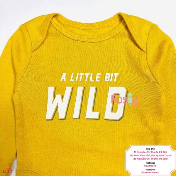  [0-3M ; 6-9M] Bodysuit Tay Dài Bé Trai ON - Vàng Nhạt Wild 