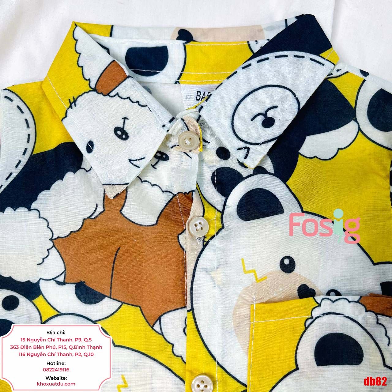  [ 7-8kg; 9-14kg; 18-21kg] Set Đồ Bộ Ngắn Sơ Mi Kate Bé Trai - Vàng Gấu 