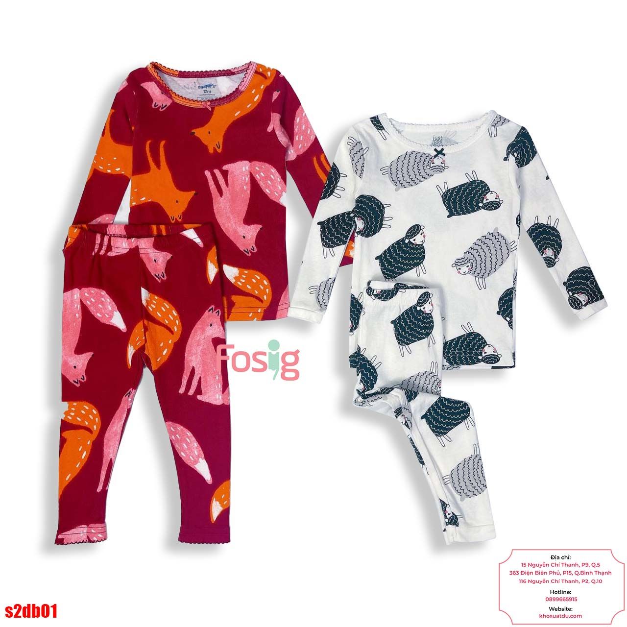  [8-12kg, 31-35kg] Set 2 Đồ Bộ Dài Cotton Cter Bé Gái - Combo màu ngẫu nhiên 