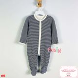  [0-3M] Sleepsuit Cúc Bấm Có Vớ Bé Trai GP - Kem Sọc Viền Trắng 