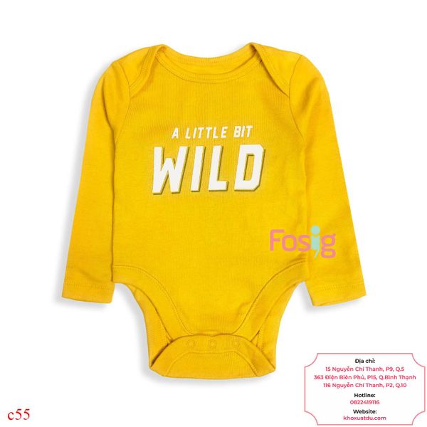  [0-3M ; 6-9M] Bodysuit Tay Dài Bé Trai ON - Vàng Nhạt Wild 