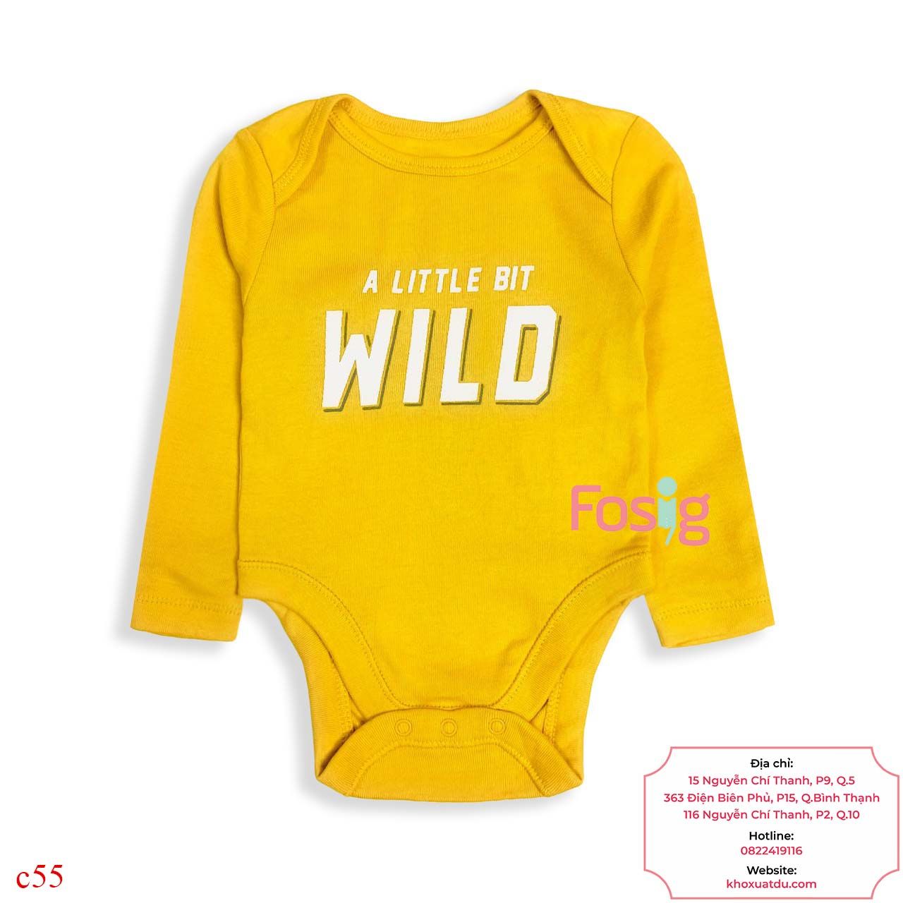  [0-3M ; 6-9M] Bodysuit Tay Dài Bé Trai ON - Vàng Nhạt Wild 