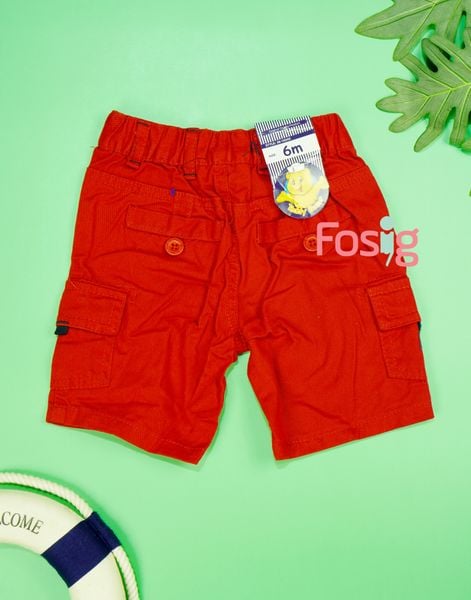  [3-6m] Quần Short Kaki Bé Trai - Đỏ Chỉ Navy 