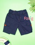  [3-6m] Quần Short Kaki Bé Trai - Navy Chỉ Đỏ 