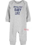  [6m; 12m] Sleepsuit Cúc Bấm Không Vớ Bé Trai Cter - Xám Baby 