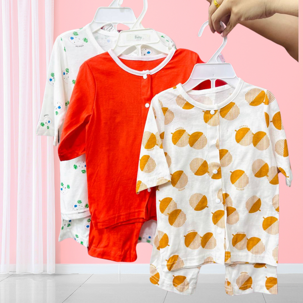  [10-25kg] Set 3 Đồ Bộ Ngắn Xuất Hàn Bé Trai - Combo màu ngẫu nhiên 