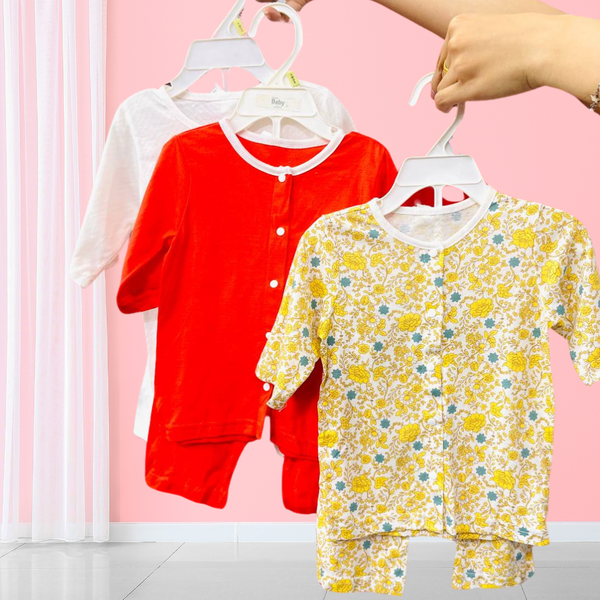  [10-25kg] Set 3 Đồ Bộ Ngắn Xuất Hàn Bé Gái - Combo màu ngẫu nhiên 