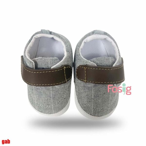  [11-12cm] Giày Vải Tập Đi Siêu Nhẹ Cho Bé - Xám Nâu 