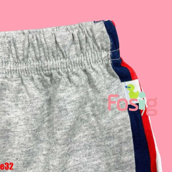  [3m-6m] Quần Short Cotton Bé Trai QSBT - Xám Viền Xanh Đỏ 