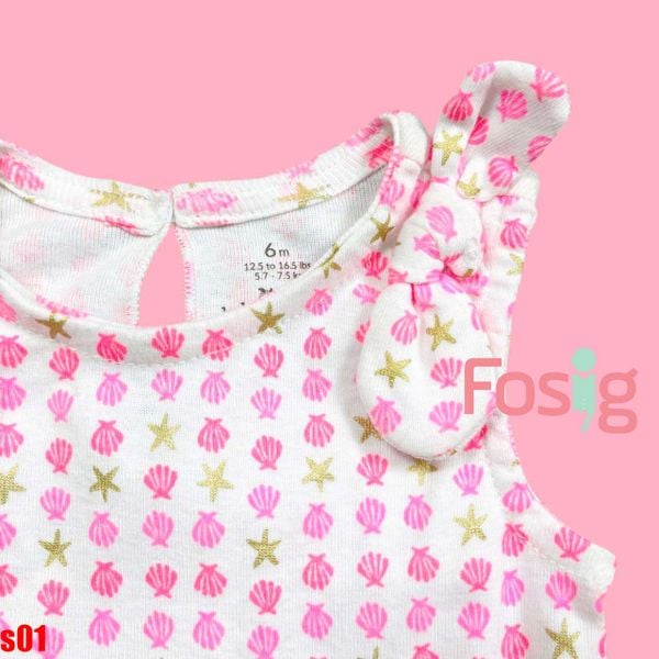  [0-6m] Set Body Kèm Chân Váy Bé Gái - Trắng Sò [Váy Voan] 