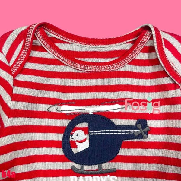  [0-3m] Set Bodysuit Và Quần Bé Trai Cter - Sọc Đỏ Trực Thăng 