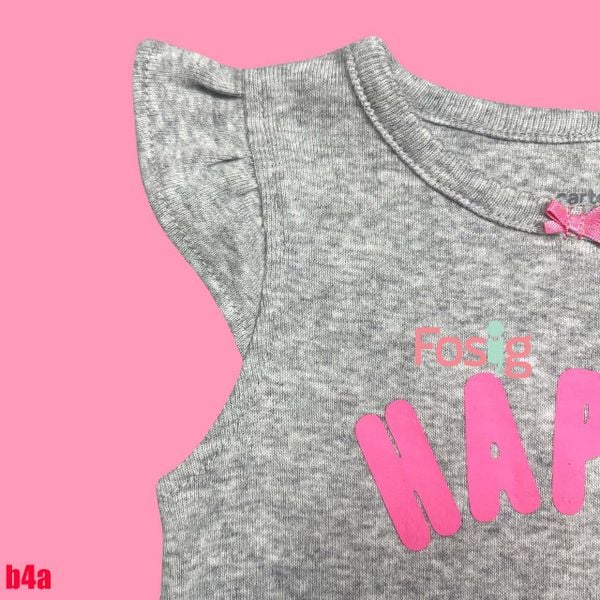  [0-3m] Set Bodysuit Và Quần Bé Gái Cter - Xám Happy 