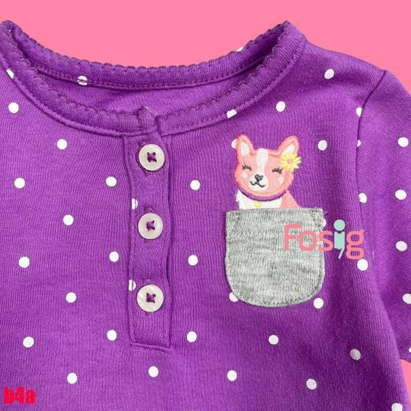  [0-3m] Set Body Kèm Quần Bé Gái Carter - Tím Chấm Cáo 