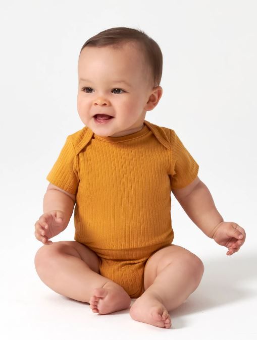  [12-24M] Bodysuit Tay Ngắn Bé Trai ON - Nâu Sọc 