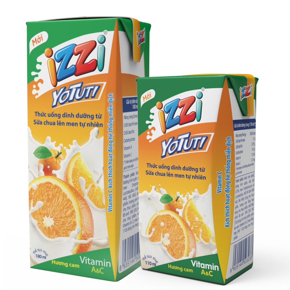 SỮA CHUA UỐNG IZZI YOTUTI HƯƠNG CAM 180ML