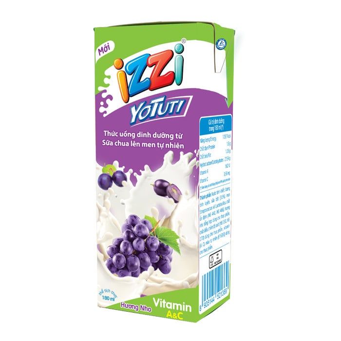 SỮA CHUA UỐNG IZZI YOTUTI HƯƠNG NHO 180ML