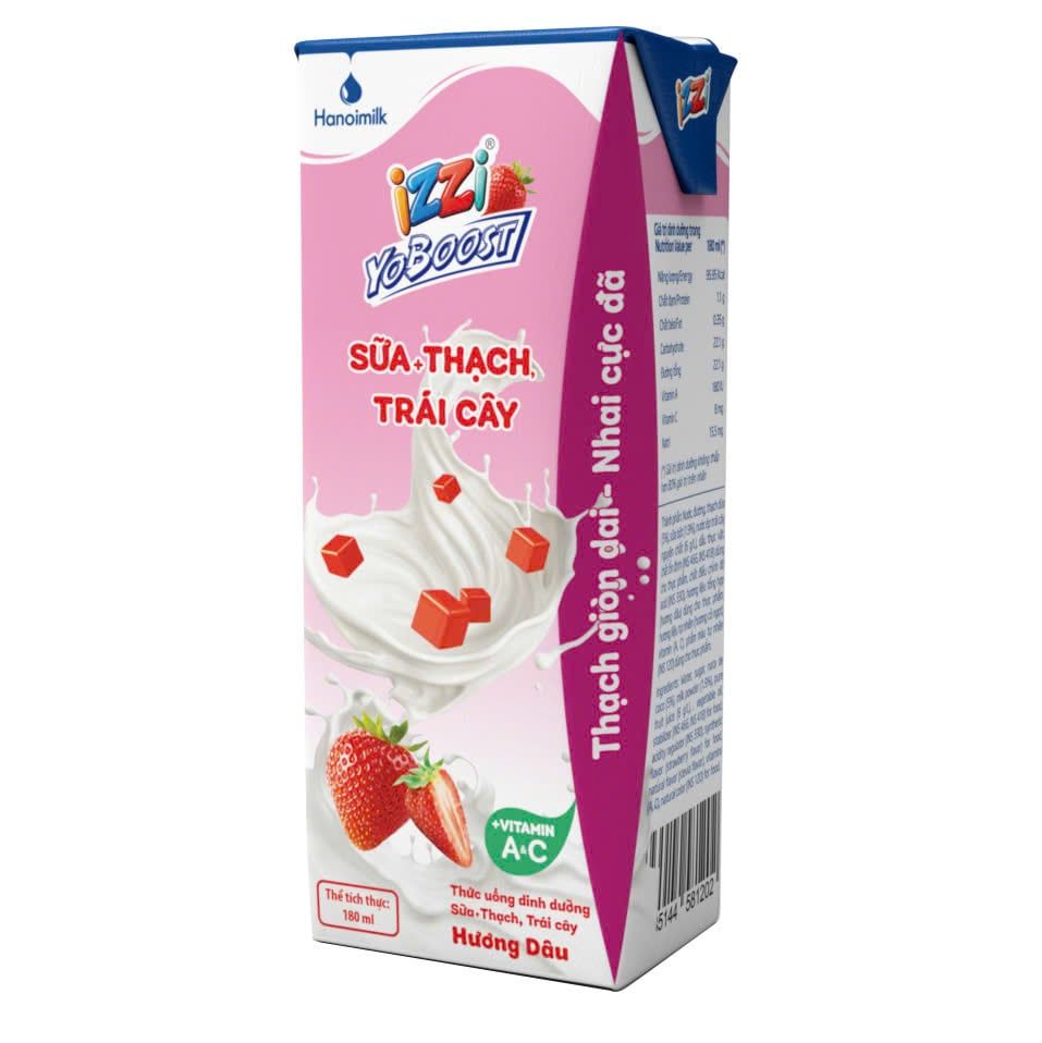 THỨC UỐNG DINH DƯỠNG SỮA + THẠCH, TRÁI CÂY HƯƠNG DÂU 180ML