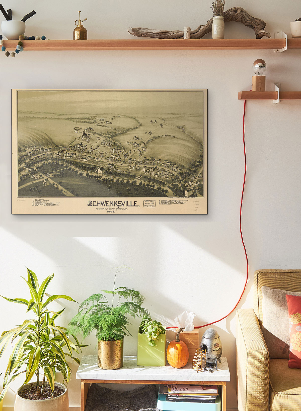 Schwenksville Montgomery County Pennsylvania 1894 LARGE Vintage Map Print Masterpieces Curated