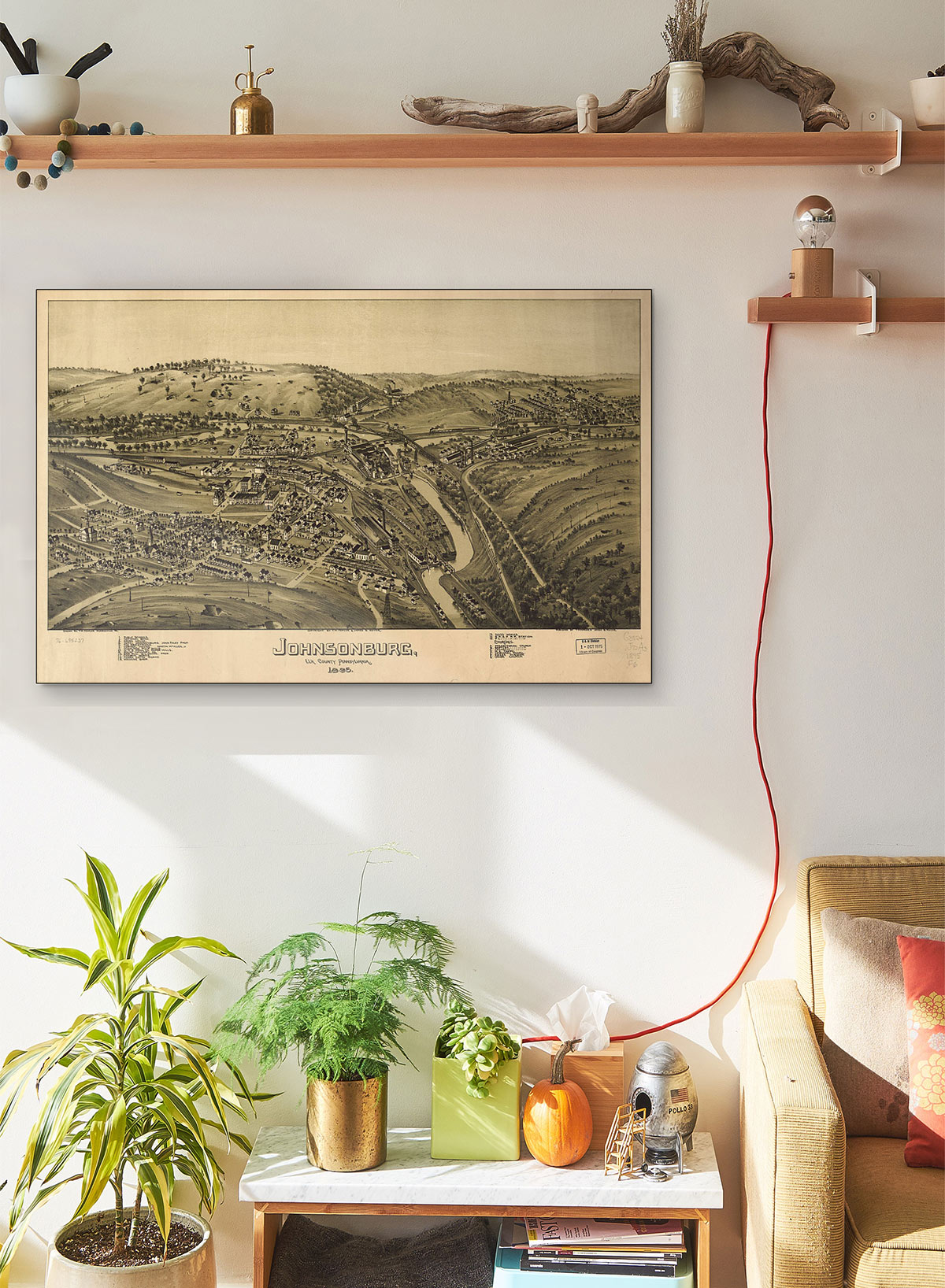 Johnsonburg Elk County Pennsylvania LARGE Vintage Map Print Masterpieces Curated Fine Art