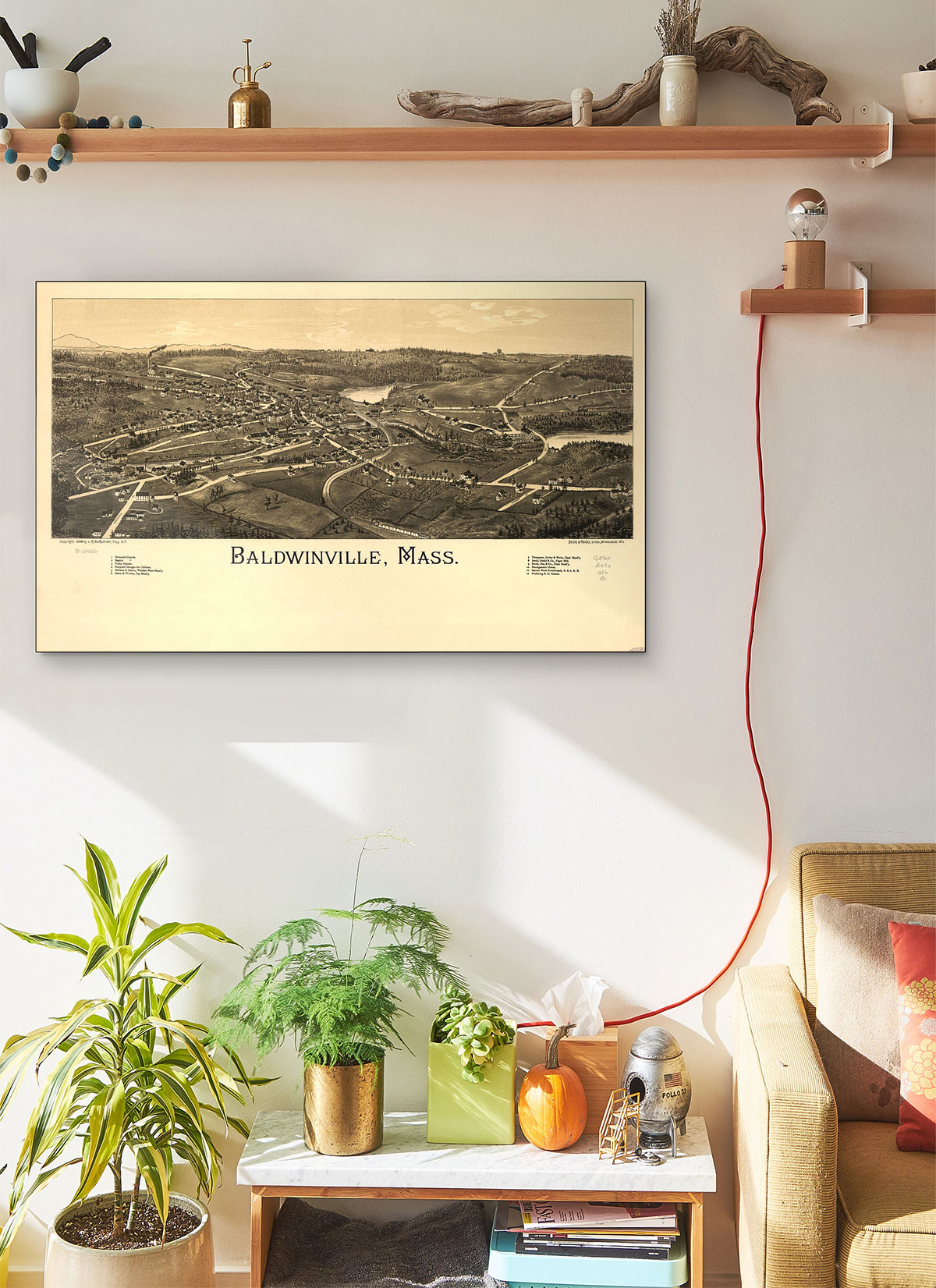 Baldwinville Mass LARGE Vintage Map Print Masterpieces Curated Fine